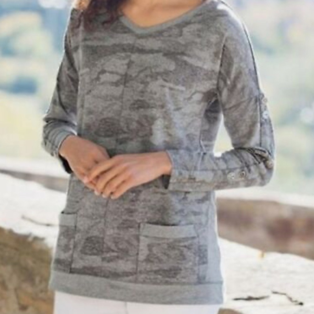 Soft Surroundings Sweater Piper Camo Pullover Size‎ L